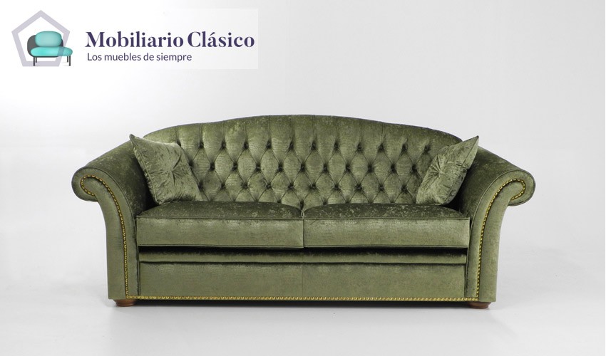 Sofá cama clásico con acabado capitoné disponible en 3, 2 y 1 Plazas Ref MCPT23100