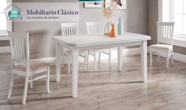 Mesa de Comedor Extensible fabricada en madera de Pino con patas torneadas  Ref MCJI10021