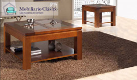 Mesa de centro cuadrada con posibilidad de tapa en madera o cristal Ref MCR37000