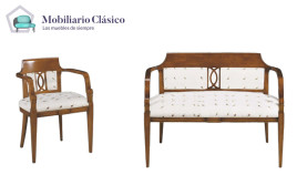 Sofá clásico tapizado fabricado en madera Ref MCBU80000