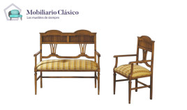Sofá clásico tapizado fabricado en madera Ref MCBU81000